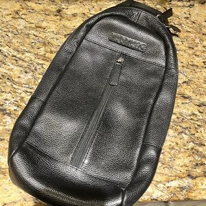 Black Leather Coach Mini Backpack